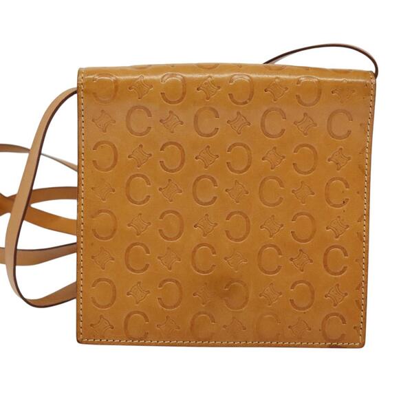 CELINE C Macadam Canvas Shoulder Bag Leather Brown Gold - Picture 2 of 12